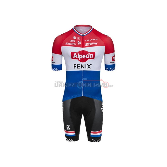 Abbigliamento Ciclismo Alpecin Fenix Manica Corta 2021 Campione Paesi Bassi
